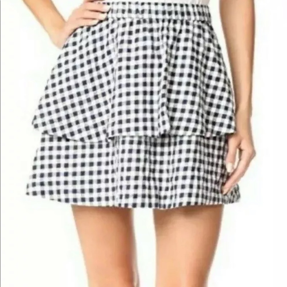 Madewell Blue White Gingham Plaid  Mini Skirt S